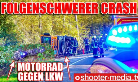 ð FOLGENSCHWERER CRASH: MOTORRAD GEGEN LKW ð | ð Rettungseinsatz auf Landstraße